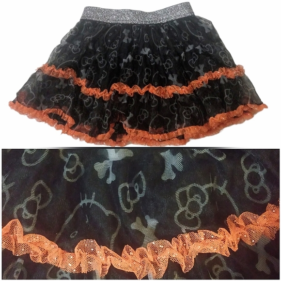 Hello Kitty 4T Halloween print frilly layered mesh skirt size 4T - Picture 2 of 7